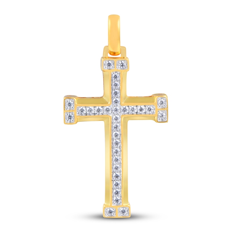 Main Image 1 of Men's Diamond Cross Necklace 1/3 ct tw 10K Yellow Gold