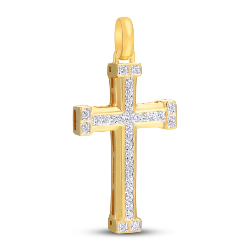 Main Image 2 of Men's Diamond Cross Necklace 1/3 ct tw 10K Yellow Gold