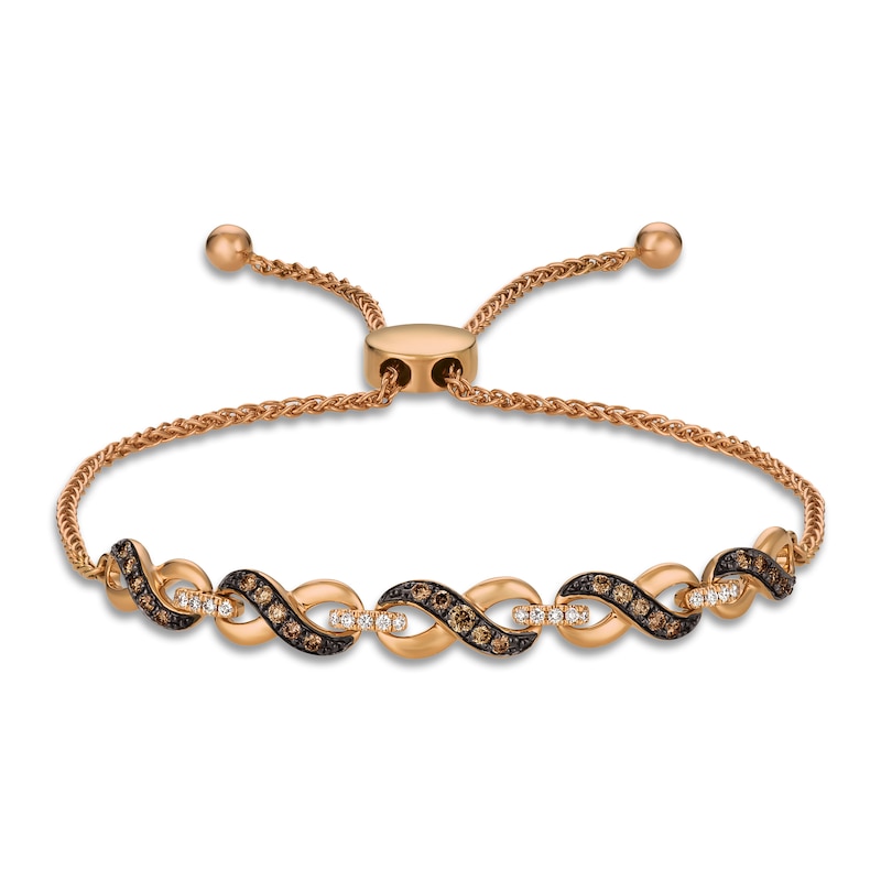 Main Image 1 of Le Vian Diamond Bolo Bracelet 3/8 ct tw Round 14K Strawberry Gold 9.5"