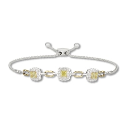 Le Vian Sunny Yellow Diamond Bolo Bracelet 1-3/4 ct tw Round 14K White Gold