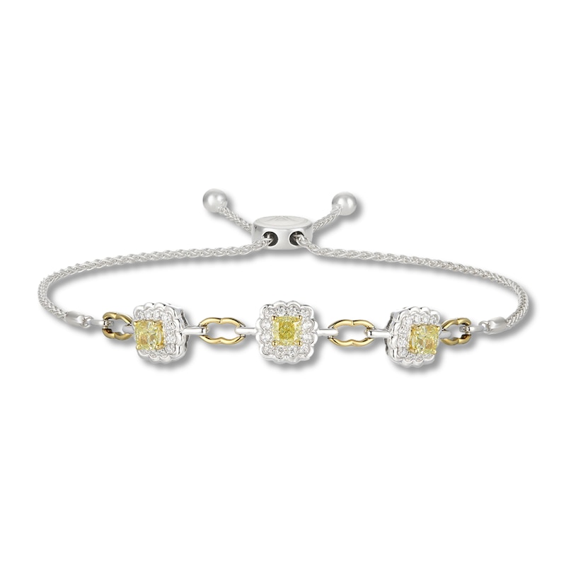 Main Image 1 of Le Vian Sunny Yellow Diamond Bolo Bracelet 1-3/4 ct tw Round 14K White Gold