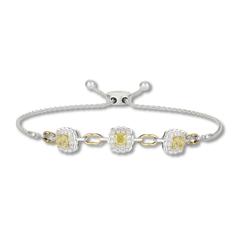 Le Vian Sunny Yellow Diamond Bolo Bracelet 1-3/4 ct tw Round 14K Two-Tone Gold