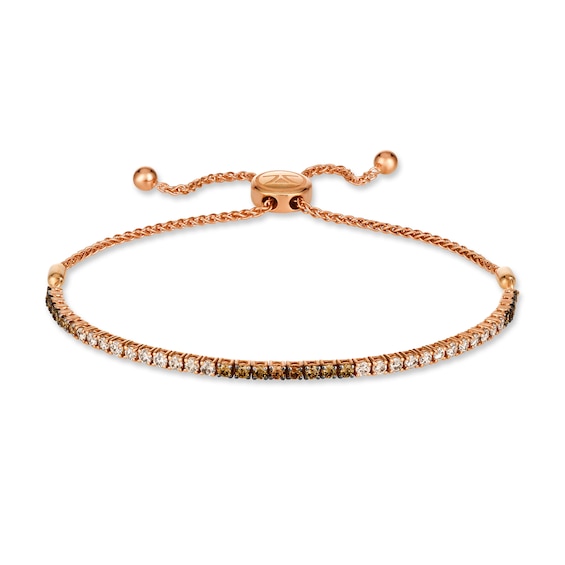 Le Vian Diamond Bolo Bracelet 1-1/2 ct tw Round 14K Strawberry Gold