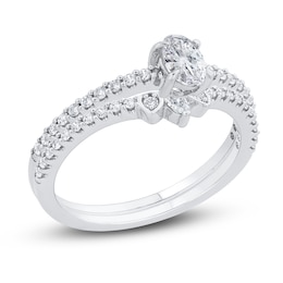 Diamond Bridal Set 3/4 ct tw Oval/Round 14K White Gold