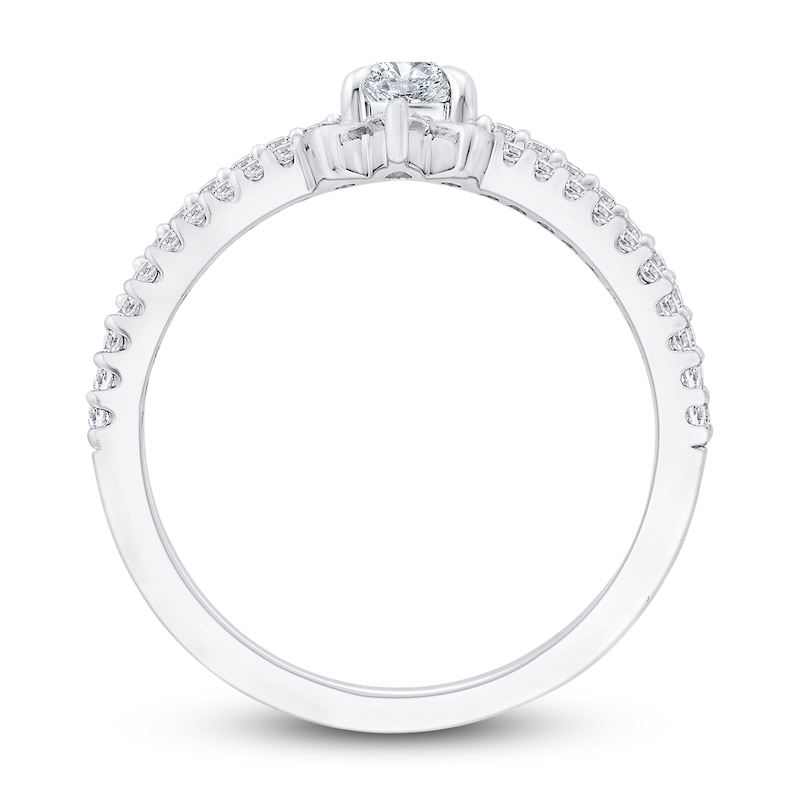 Main Image 3 of Diamond Bridal Set 3/4 ct tw Oval/Round 14K White Gold