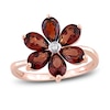 Thumbnail Image 0 of Natural Garnet Floral Ring Diamond Accent 10K Rose Gold