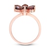 Thumbnail Image 3 of Natural Garnet Floral Ring Diamond Accent 10K Rose Gold