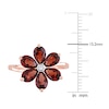 Thumbnail Image 3 of Natural Garnet Floral Ring Diamond Accent 10K Rose Gold