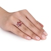 Thumbnail Image 4 of Natural Garnet Floral Ring Diamond Accent 10K Rose Gold