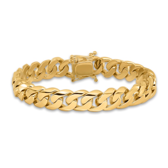 Men's Solid Curb Chain Bracelet 14K Yellow Gold 10.95mm 8"