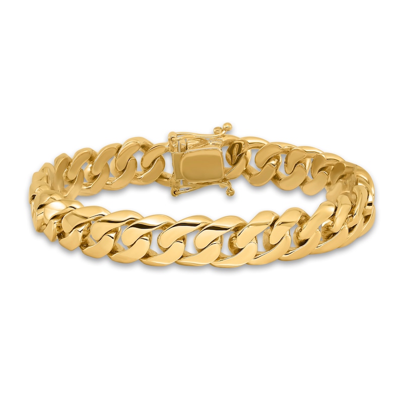Men's Solid Curb Chain Bracelet 14K Yellow Gold 10.8mm