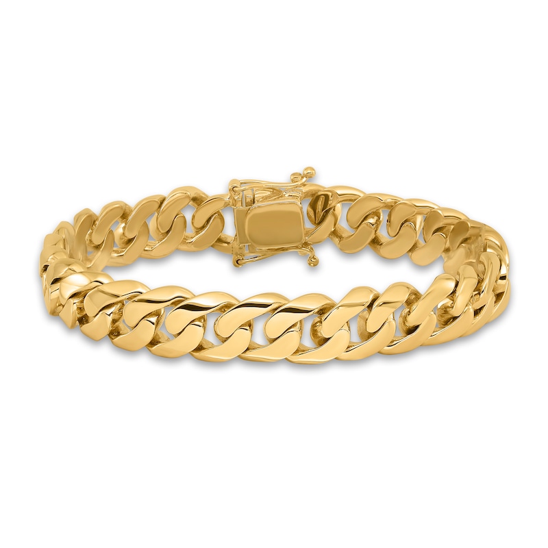 Main Image 1 of Men's Solid Curb Chain Bracelet 14K Yellow Gold 10.95mm 8"