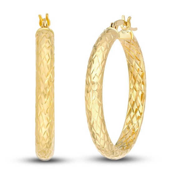 Jared The Galleria Of Jewelry Diamond-Cut In/Out Hoop Earrings 14K Yellow Gold 30mm