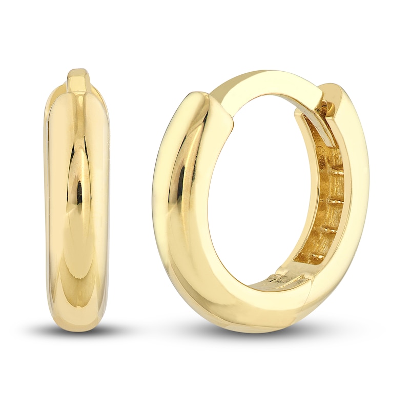 Main Image 1 of Polished Round Huggie Earrings 14K Yellow Gold 9.25mm