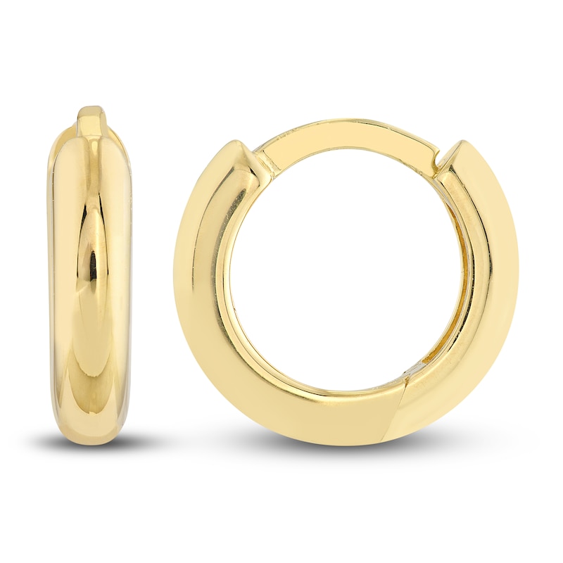 Polished Round Huggie Earrings 14K Yellow Gold 9.25mm