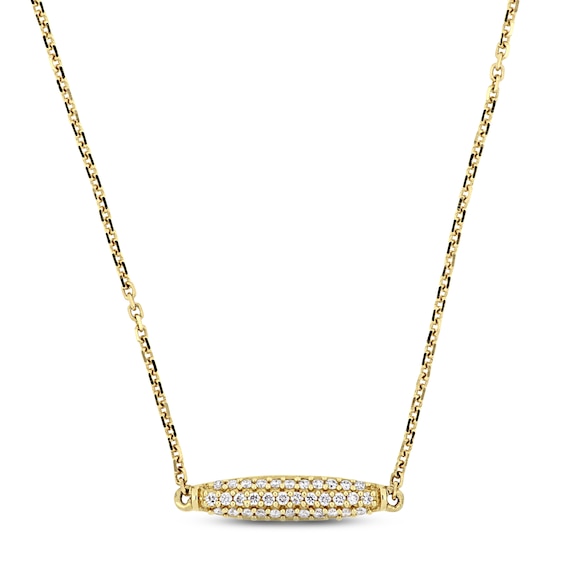 Jared The Galleria Of Jewelry Diamond Bar Necklace 1/10 ct tw Round 14K Yellow Gold 17