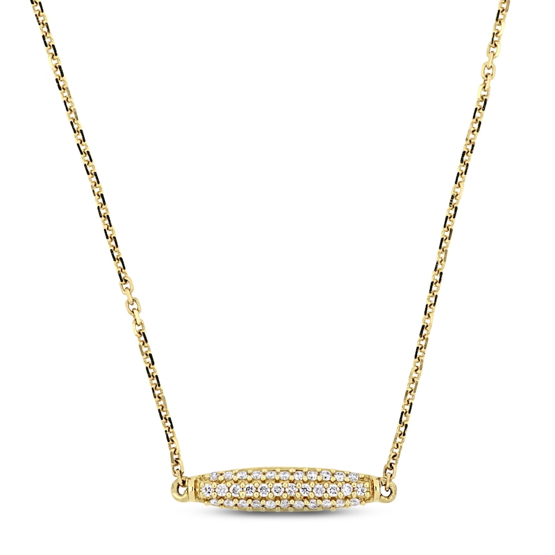 Main Image 1 of Diamond Bar Necklace 1/10 ct tw Round 14K Yellow Gold 17"
