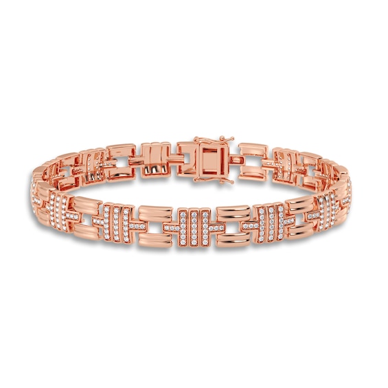 Jared The Galleria Of Jewelry Mens Diamond Bracelet 1 ct tw 14K Rose Gold 8.5