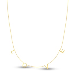 Block "LOVE" Necklace 14K Yellow Gold 16" Adj.