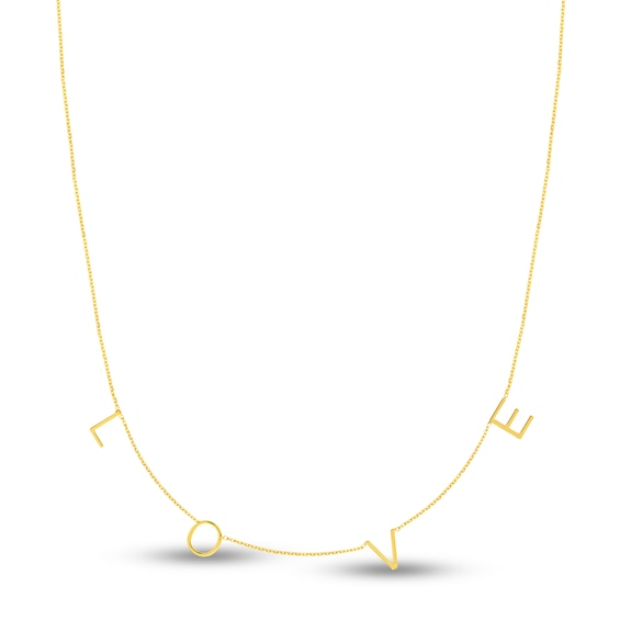 Jared The Galleria Of Jewelry Block Love Necklace 14K Yellow Gold 16 Adj.