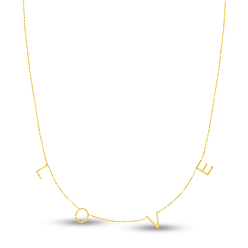 Main Image 1 of Block "LOVE" Necklace 14K Yellow Gold 16" Adj.
