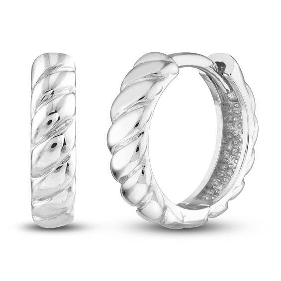 Jared The Galleria Of Jewelry Ribbed Hoop Earrings 14K White Gold