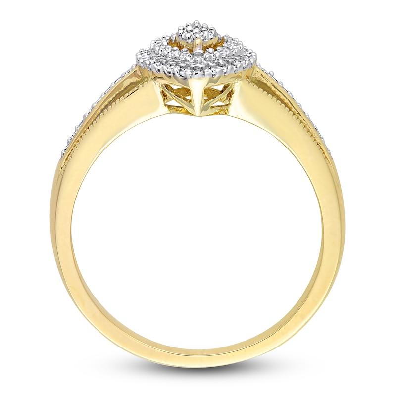 Diamond Marquise Ring 1/4 ct tw Round 10K Yellow Gold