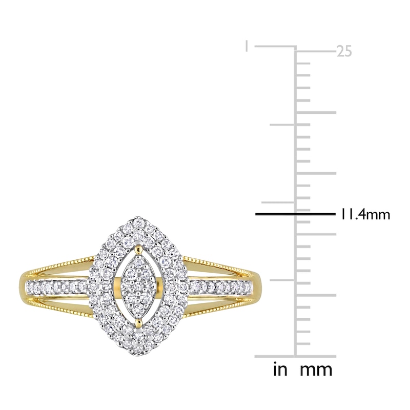 Diamond Marquise Ring 1/4 ct tw Round 10K Yellow Gold