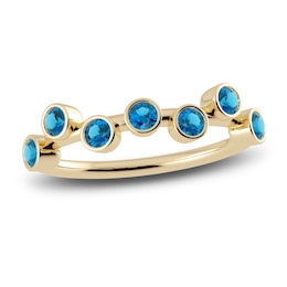 Juliette Maison Natural Blue Zircon Ring 10K Yellow Gold