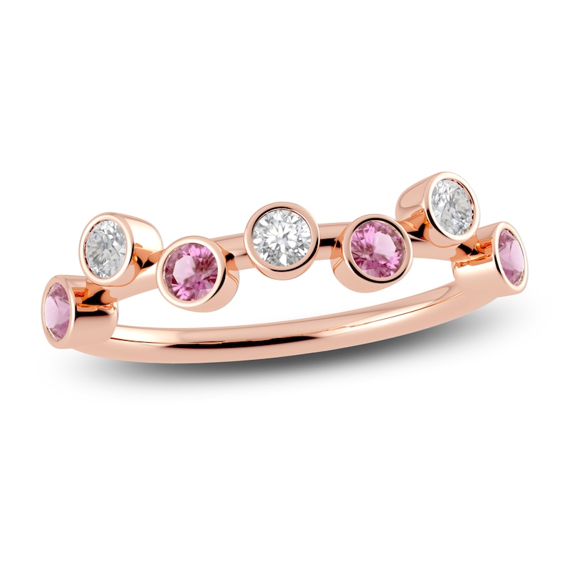 Main Image 1 of Juliette Maison Natural White Sapphire & Natural Pink Tourmaline Ring 10K Rose Gold