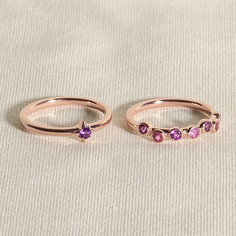 Main Image 4 of Juliette Maison Natural White Sapphire & Natural Pink Tourmaline Ring 10K Rose Gold