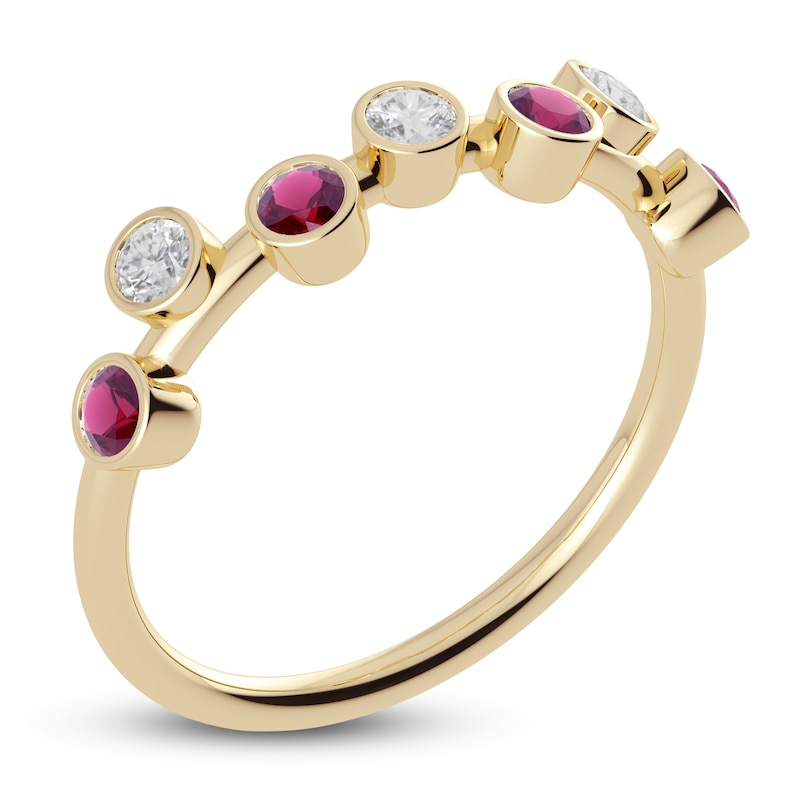 Main Image 2 of Juliette Maison Natural White Sapphire & Natural Rhodolite Garnet Ring 10K Yellow Gold