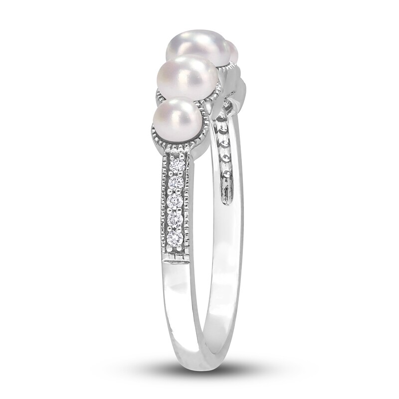 Main Image 2 of Freshwater Cultured Pearl 5-Stone Ring 1/20 ct tw Round 14K White Gold