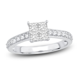 Diamond Engagement Ring 7/8 ct tw Princess/Round 14K White Gold