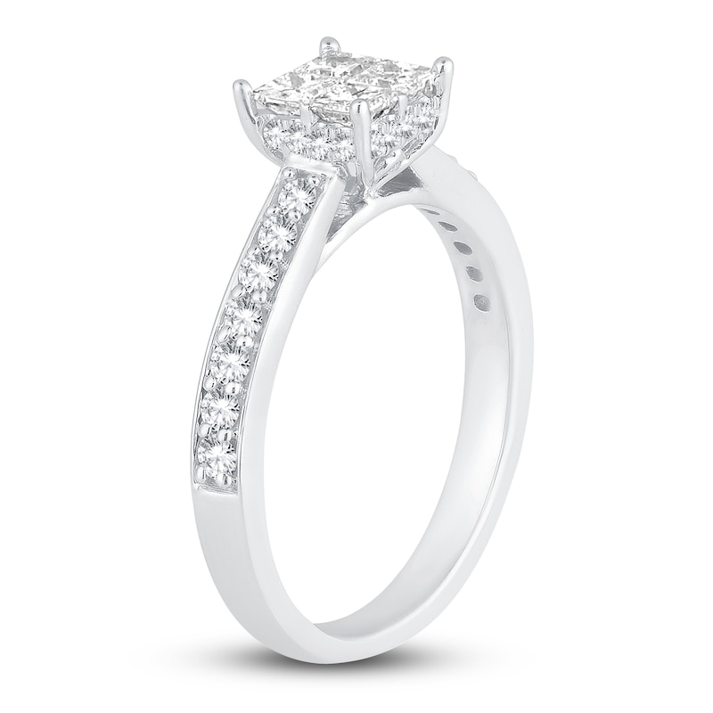 Diamond Engagement Ring 7/8 ct tw Princess/Round 14K White Gold