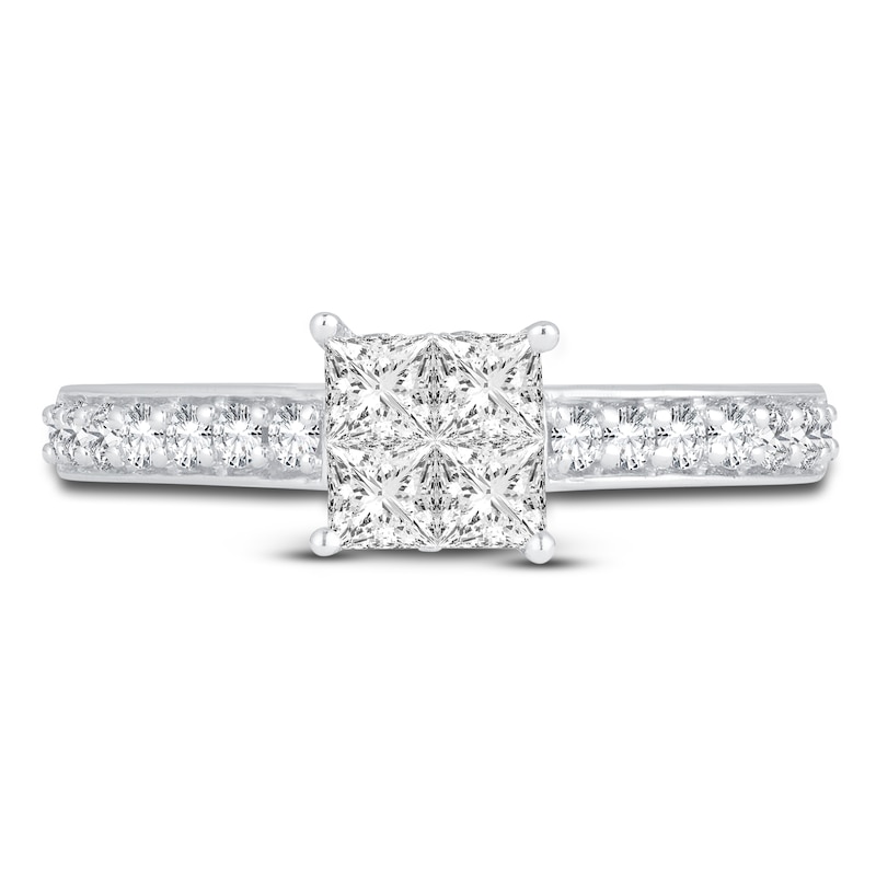 Main Image 3 of Diamond Engagement Ring 7/8 ct tw Princess/Round 14K White Gold