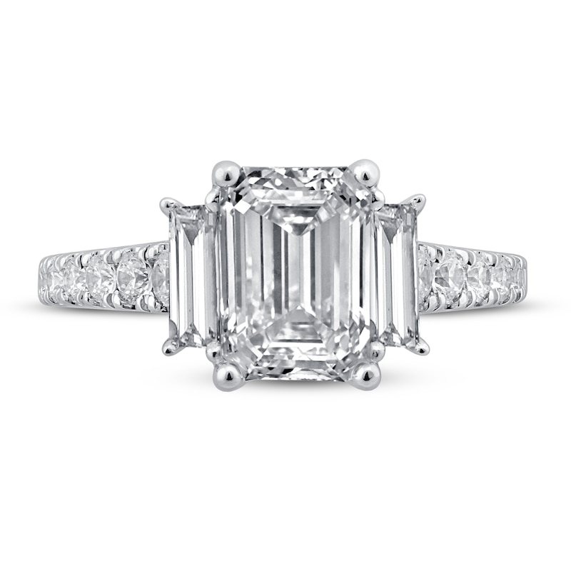 Pnina Tornai Deco Love Diamond Engagement Ring 2-7/8 ct tw Emerald/ Baguette/Round 14K White Gold