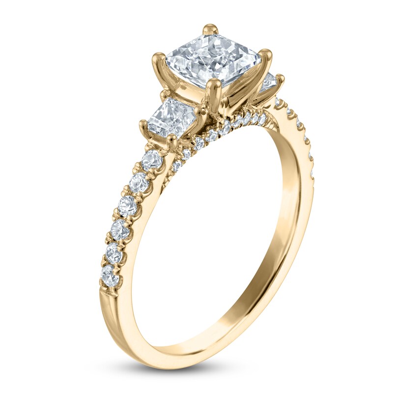Main Image 2 of Princess & Round-Cut Diamond 3-Stone Engagement Ring 1-1/4 ct tw 14K Yellow Gold