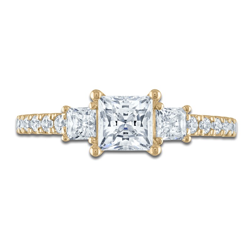 Princess & Round-Cut Diamond 3-Stone Engagement Ring 1-1/4 ct tw 14K Yellow Gold