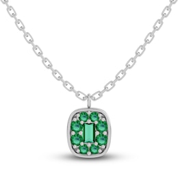 Juliette Maison Natural Emerald Pendant Necklace 10K White Gold