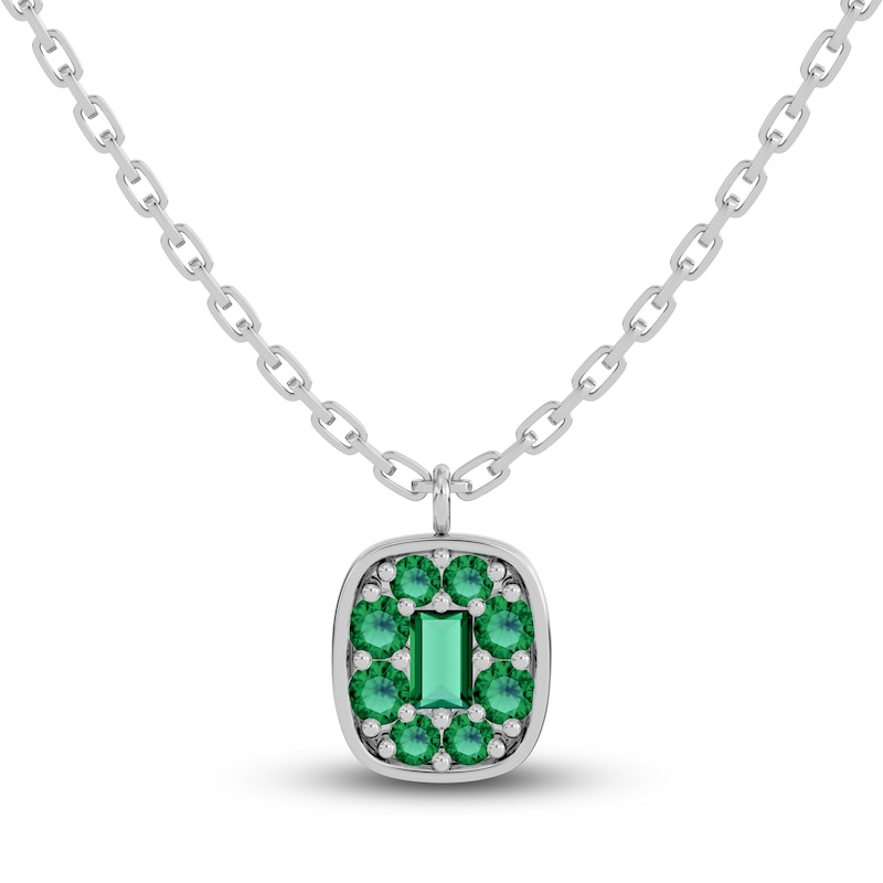 Main Image 1 of Juliette Maison Natural Emerald Pendant Necklace 10K White Gold