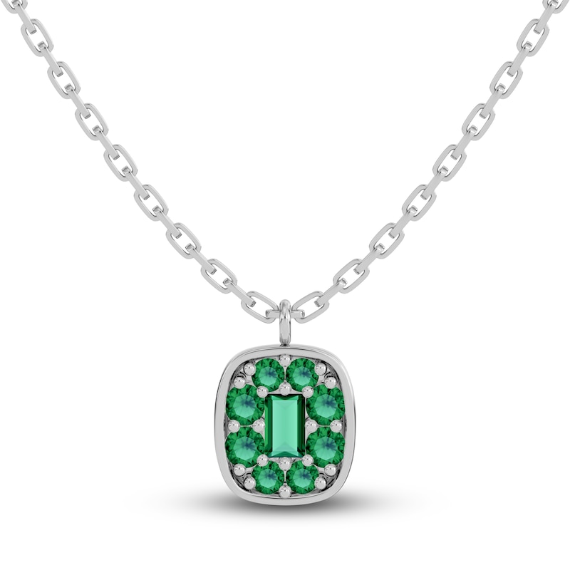 Juliette Maison Natural Emerald Pendant Necklace 10K White Gold