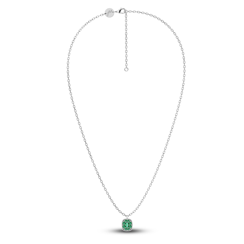 Main Image 2 of Juliette Maison Natural Emerald Pendant Necklace 10K White Gold