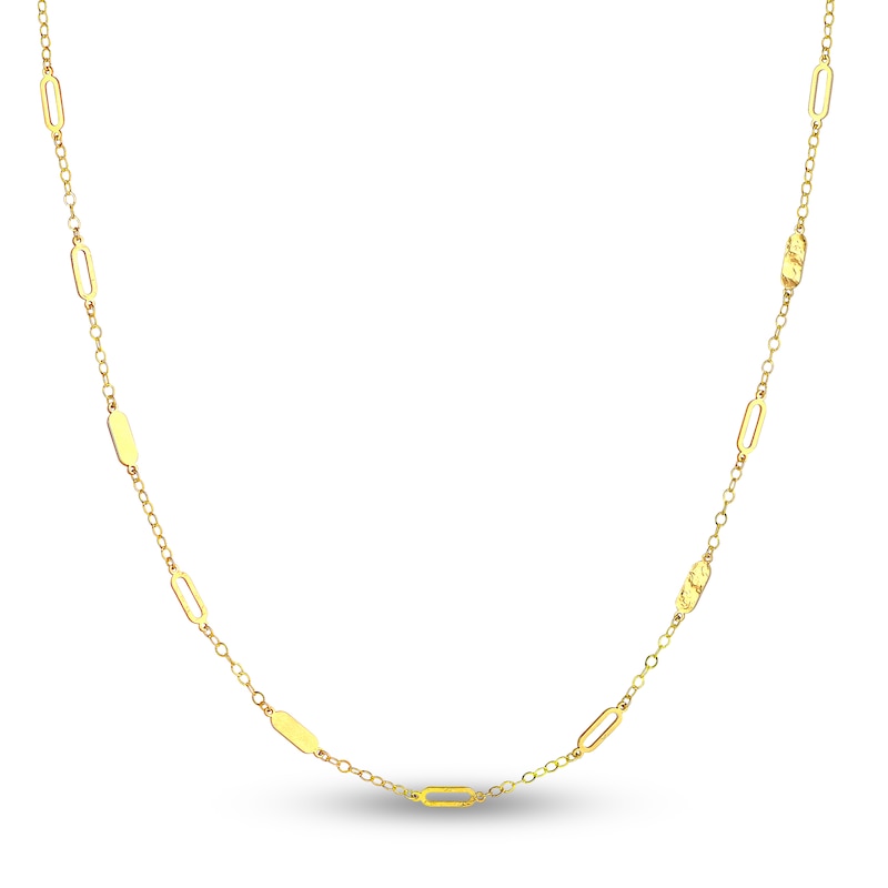 Main Image 1 of Oval Station Necklace 14K Yellow Gold 18"