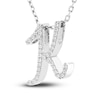 Thumbnail Image 1 of Diamond Initial K Pendant Necklace 1/10 ct tw Round 10K White Gold