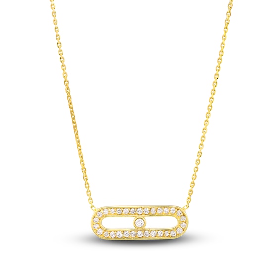 Jared The Galleria Of Jewelry Diamond Paperclip Pendant Necklace 1/6 ct tw Round 14K Yellow Gold 18