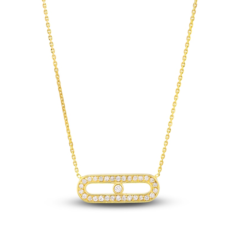 Main Image 1 of Diamond Paperclip Necklace 1/6 ct tw Round 14K Yellow Gold 18"