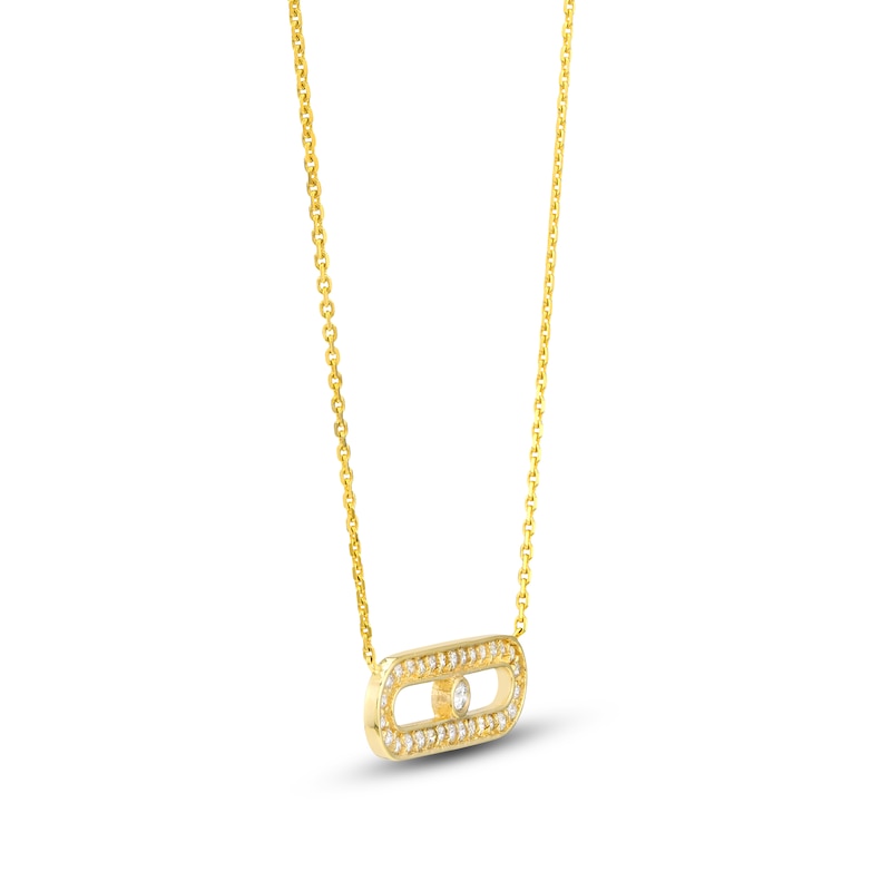 Main Image 2 of Diamond Paperclip Necklace 1/6 ct tw Round 14K Yellow Gold 18"