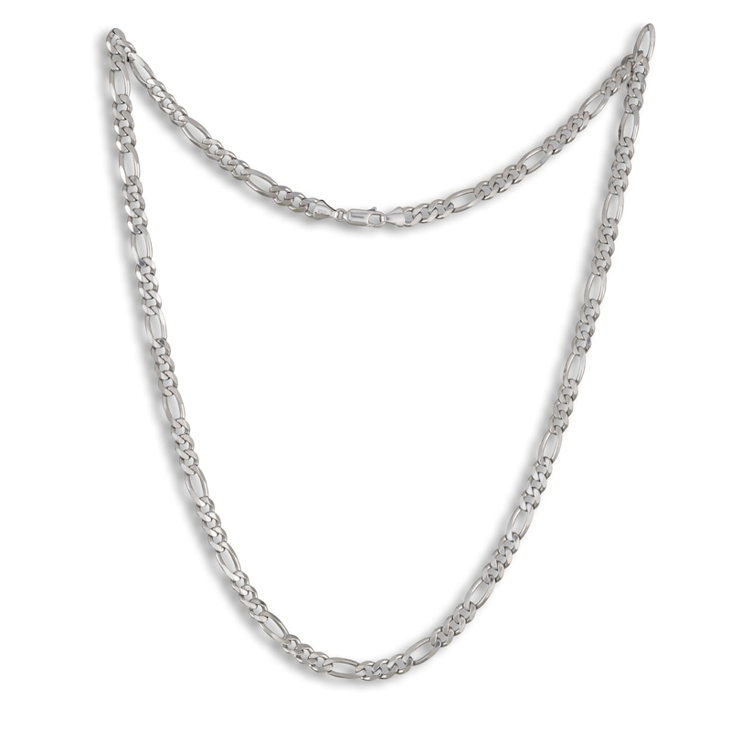 Main Image 1 of Solid Figaro Chain Necklace 14K White Gold 22" 5.35mm