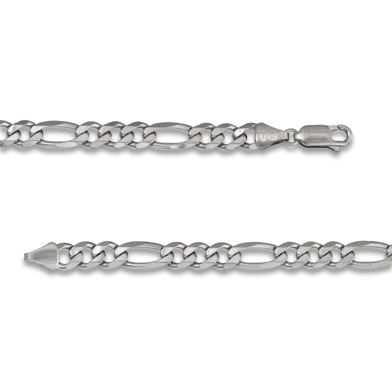 Main Image 2 of Solid Figaro Chain Necklace 14K White Gold 22" 5.35mm